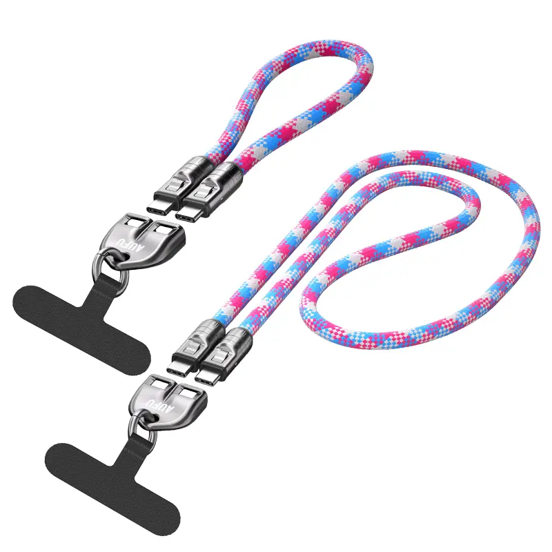 240W PD3.1 USB C to USB C Cable, 2 in 1 Portable Phone Lanyard Fast Charging Data Cable for MacBook Pro Air, Android Phones, Laptops, Tablets