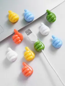 10-Pack Wire Clips, Fun Cable Organizer, Silicone Thumb Hooks, Desktop Wall Car Bedside Cord Management, Phone USB Charger Cable Holder