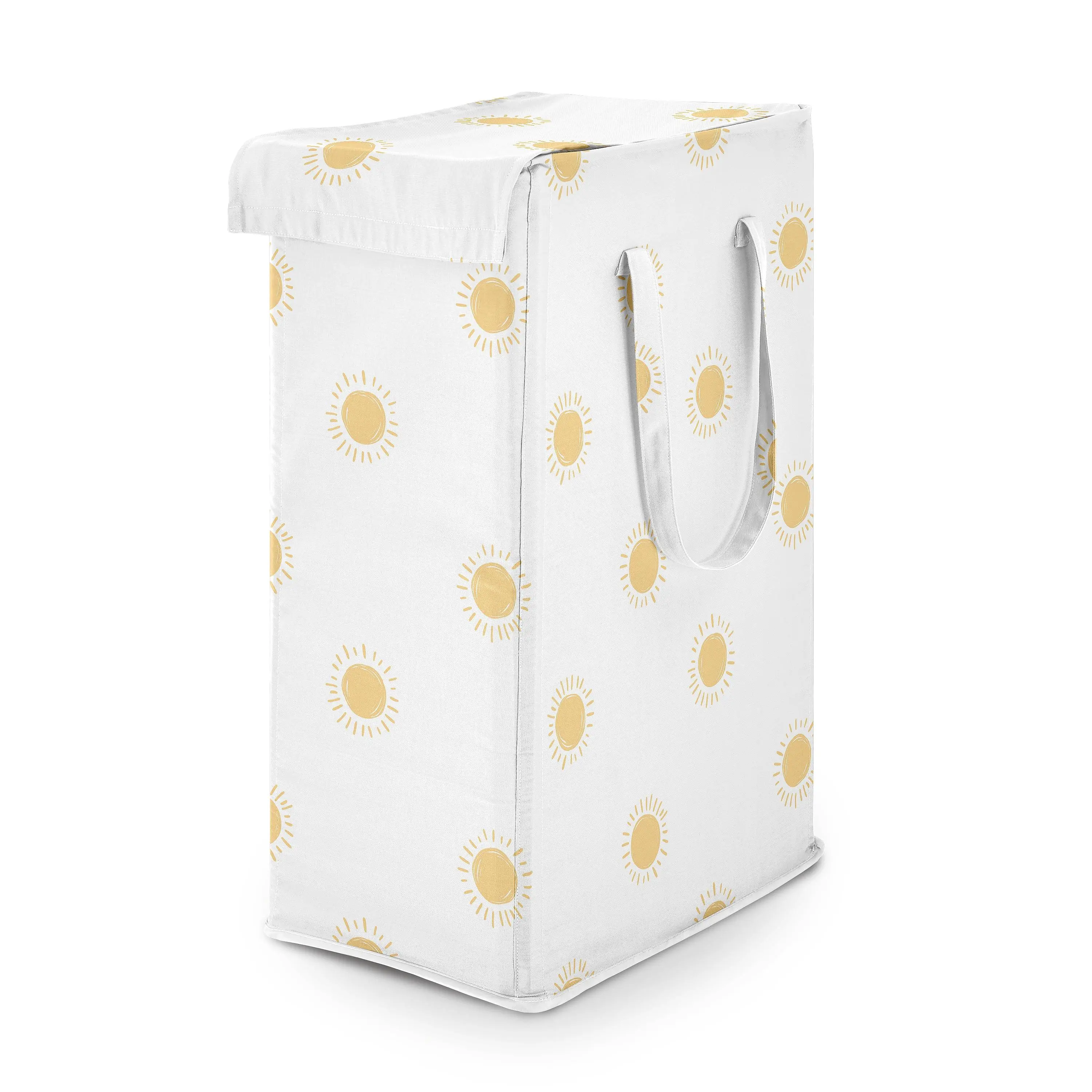 Sweet Jojo Designs Laundry Hamper (White & Yellow Boho Sun) for Girls & Boys, Foldable Dirty Clothes Basket with Handles for Baby Nursery, Kids Bedroom, Teen Bathroom (Bohemian, Celestial Sky, Desert)