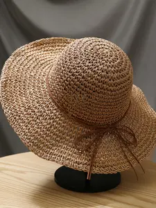 Unisex Handmade Crochet Sun Hat, UV Protection Hollow Out Straw Hat, Boho Style Beach Fishing Cap, Spring Summer Daily Wear, Handcrafted Cap