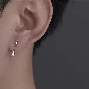 Retro teardrop earrings for men and women, one-word two-wear, hanging small teardrop ear bone studs for couples