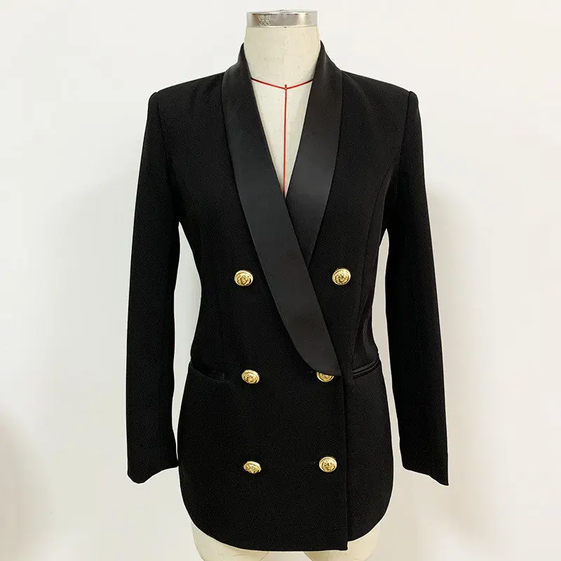 Aura Luxe Double-Breasted Tailored Blazer