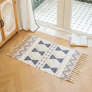 Moroccan Grid Area Rug Diamond Pattern Entrance Mat Anti-Slip Kitchen Pad, Durable Indoor Modern Floor Soft Throw Carpet for Front Door Bathroom Sink Bedroom