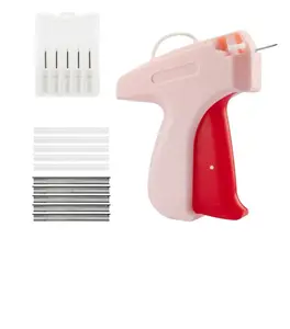 Quick Clothing Fixer, 1 Set Including 1 Count Handheld Tag Attacher Gun with 6 Counts Needles & 1000pcs Glue Needles, Sewing Tool Kit for Retail Hang Price Fabric Garment Label