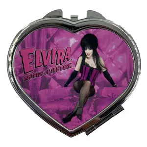 Elvira Pink Heart Compact Mirror