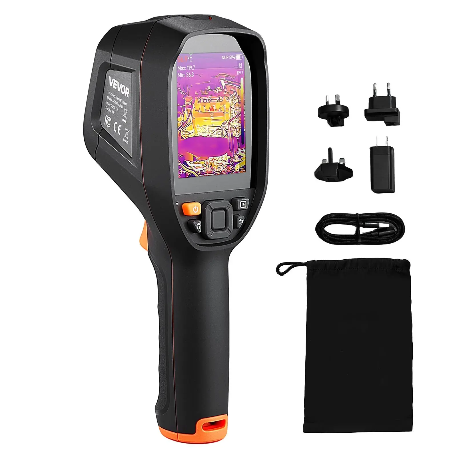 【Summerfinds】 VEVOR Pro Thermal Imaging Camera, Upgraded 512x 384 TISR Super Resolution, 3.45 LCD Infrared Thermal Imager with 2MP Visual Camera, 25HZ Refresh Rate, -4F - 1022F, 4 Image Modes 7 Color Palettesdealsforyoudays