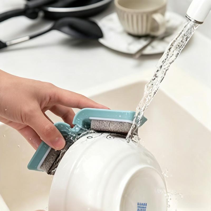 Easy Grip Anti-cut Kitchen Cleaning Brush | Foldable U-shaped Double-sided Cleaner | Friendly For Elderly Unsteady Hands Use | No-scratch Dish Bowl Cutlery Brush | Home Kitchen Dishwashing Tool