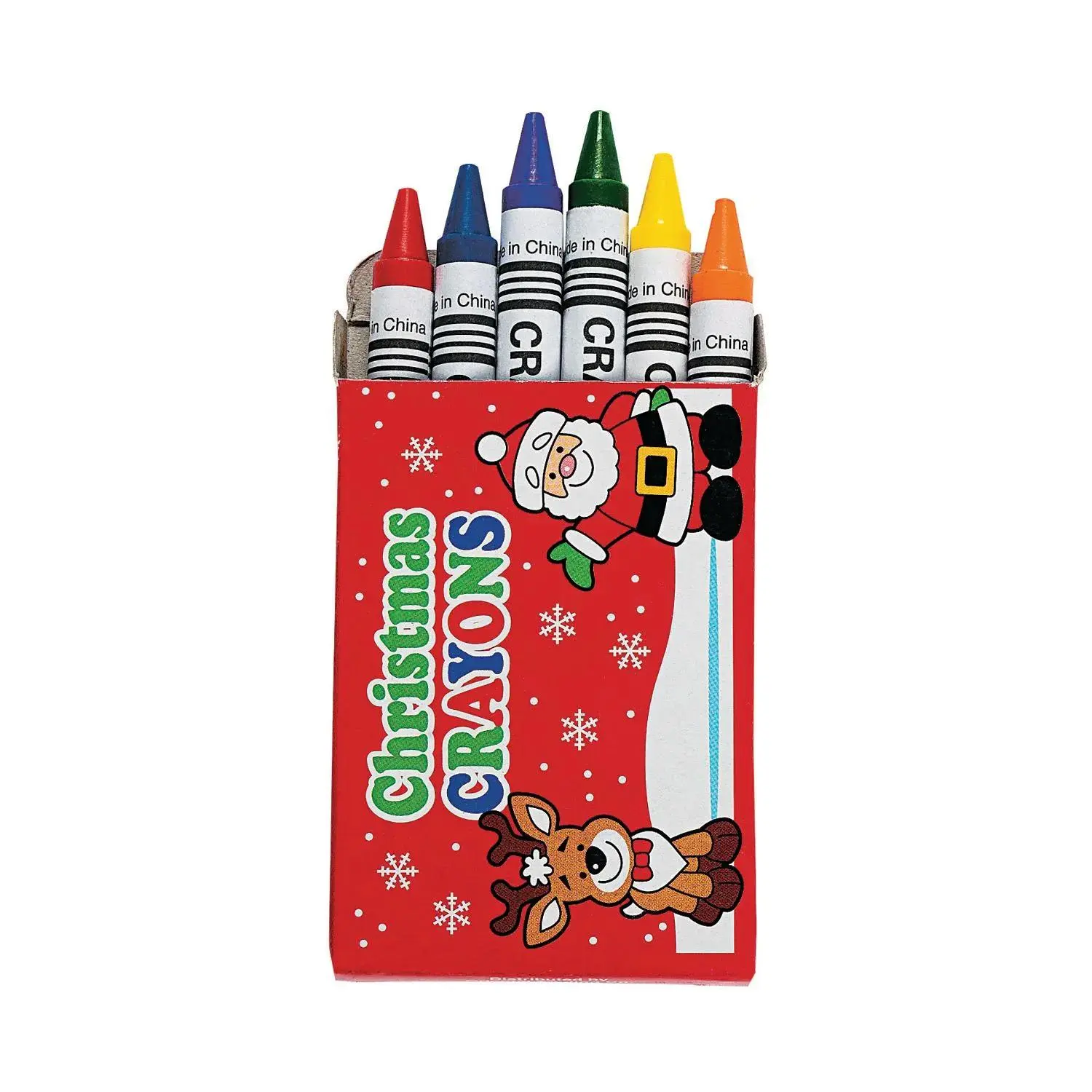 2 3/4" 6-Color Christmas Classic Pointed Crayons - 24 Boxes