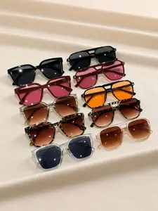 10 Pairs Fashionable Women's Large Frame Trendy Casual Sunglasses, Multiple Styles, Ideal for Daily Commute, Travel, Music Festivals, Photography