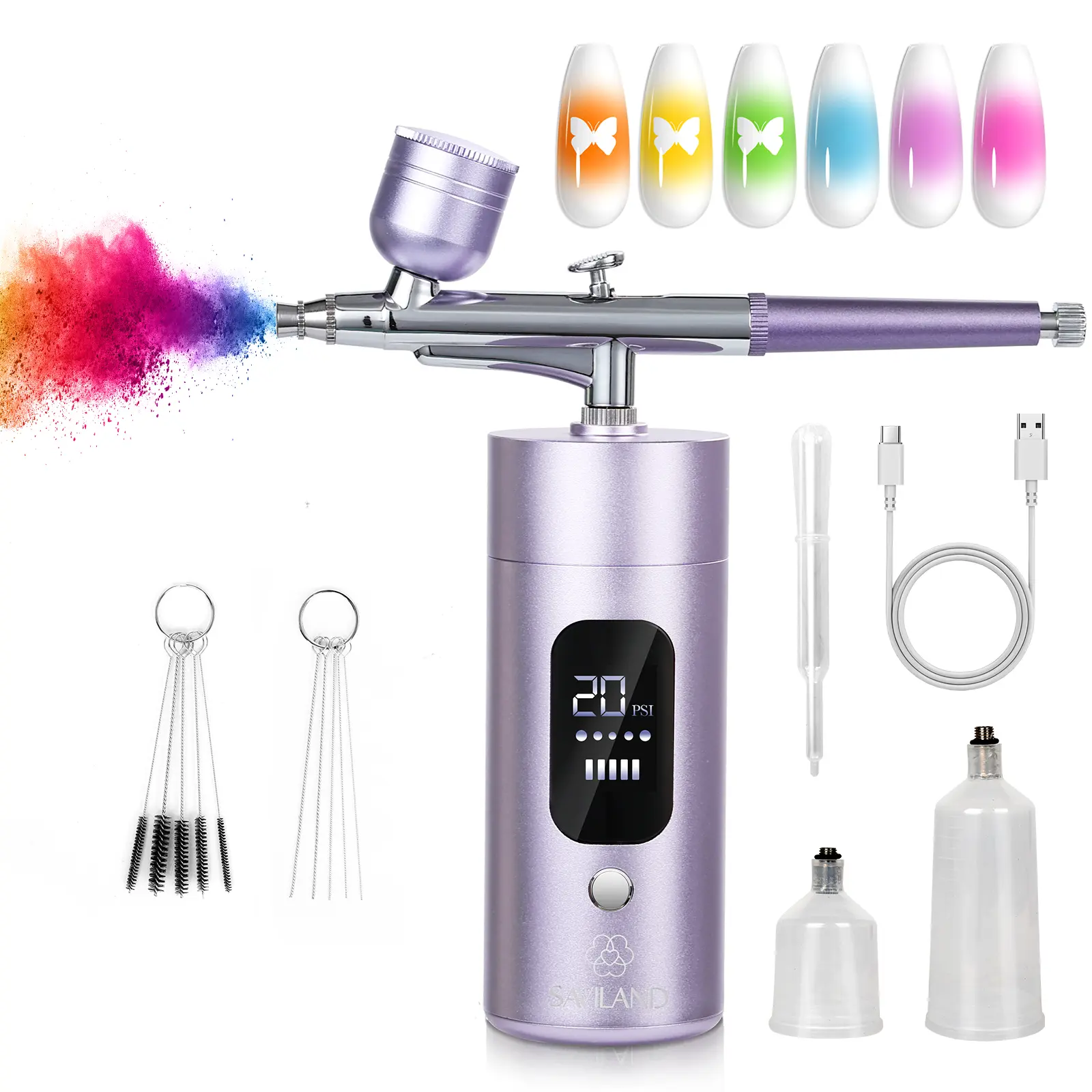 30 PSI Cordless Purple Airbrush Machine Kit