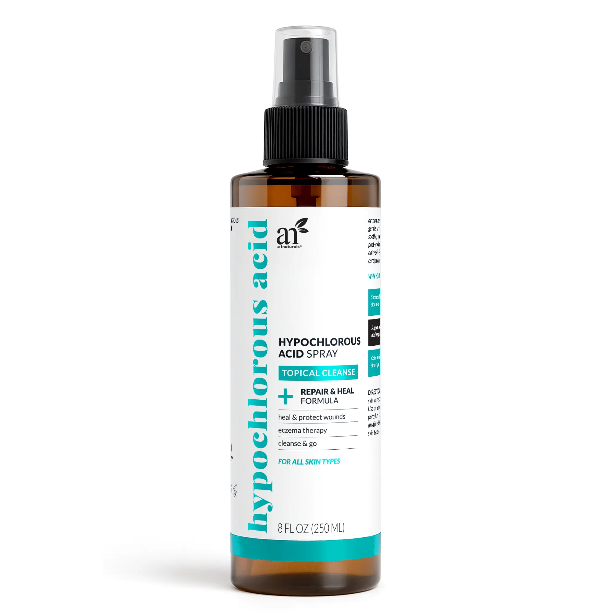 ArtNaturals Hypochlorous Acid Spray - 8 FL OZ Topical Cleanse Repair & Heal Formula for All Skin Types