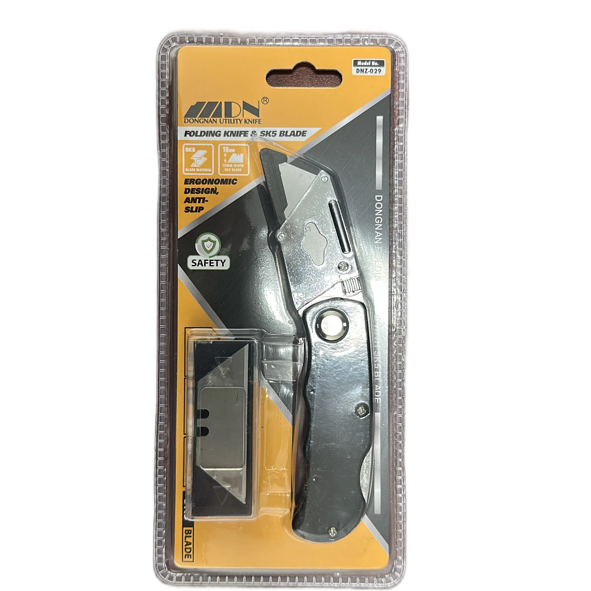 DONGNAN Foldable Portable Box Cutter Hand Tool - Safety Blade, 5 Extra Replacement Blades, Belt Clip, Accessible Toolkit Supplies Accessory, Easy to Carry and Store, Enhanced Cutting Experience