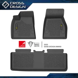CROSSDESIGN 3PCS Floor Mats for Tesla Model S Plaid 3D Material Cargo Liners All-Weather Car Mats Anti-Slip Mat Fit Model S Accessories Custom Fit 2015-2020 Tesla Model S Badging