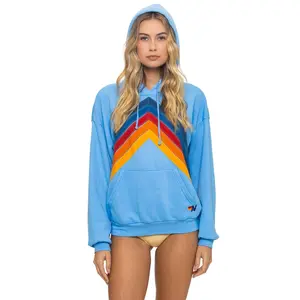 MOUNTAIN STITCH CHEVRON PULLOVER HOODIE RELAXED - SKY