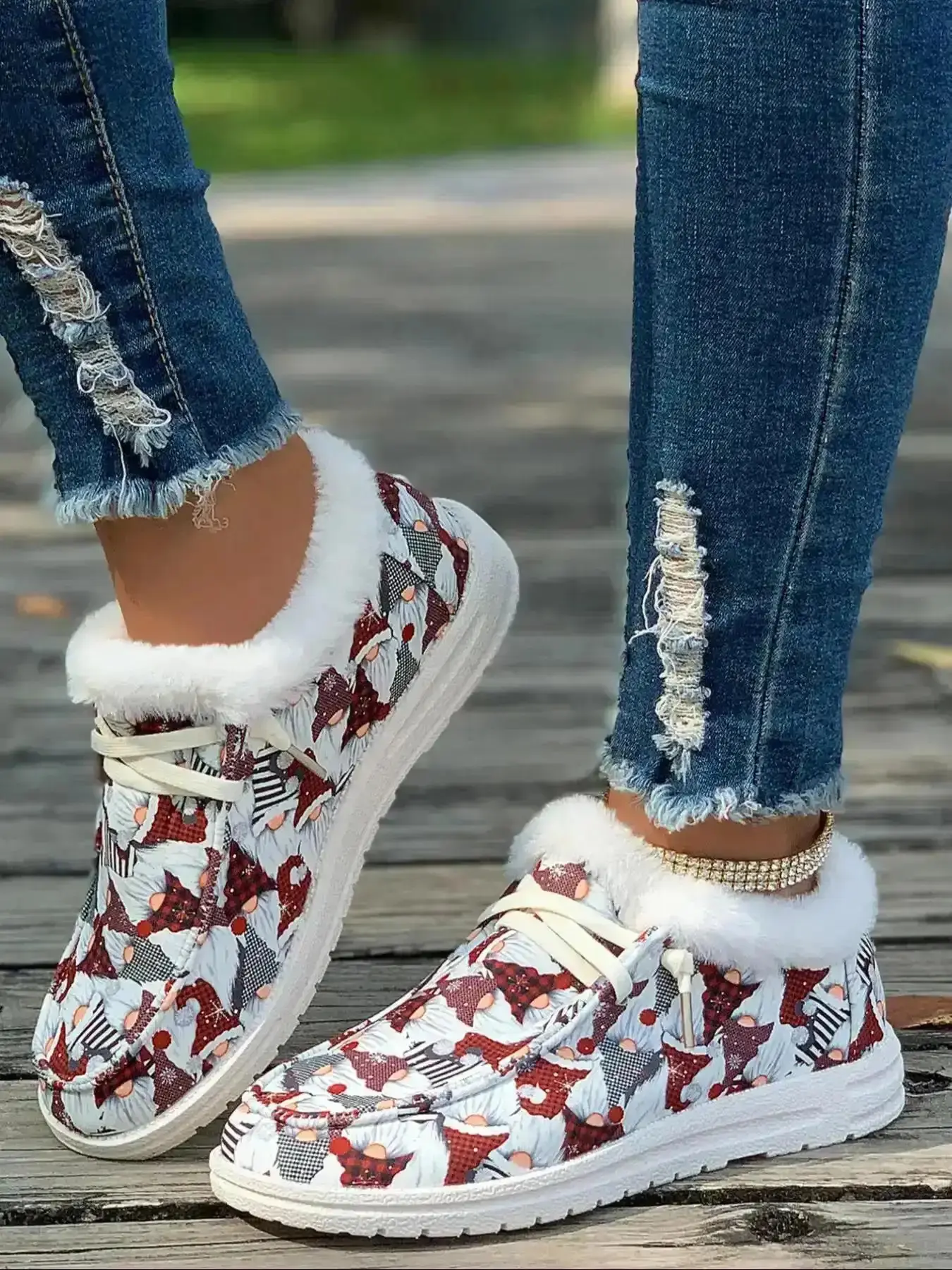 Women's Winter Warm Snowman Print Casual Shoes, Fleece Lined Ankle Boots, Fluffy Snow Boots, Cute Style Lace-Up Footwear for Fall & Winter, ladies boots, fashion boots, women winter boots, ankle boots women