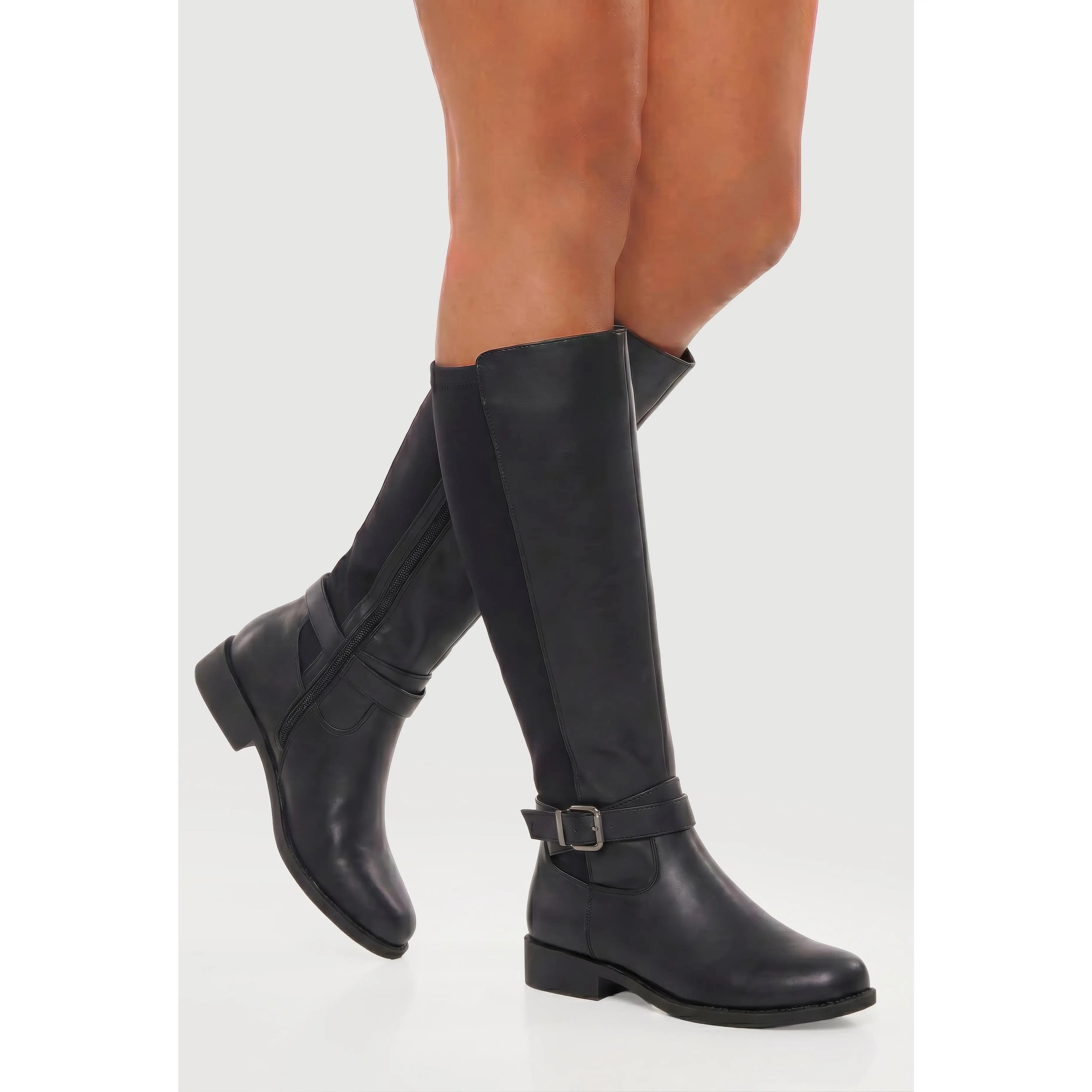 Knee High Riding Boots with Buckles
