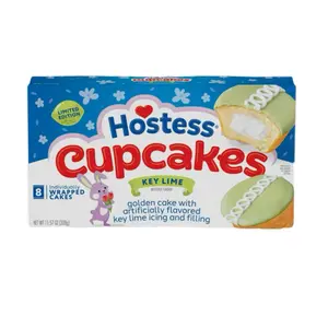 Hostess Key Lime Cupcakes Limited Edition 8 Individually Wrapped Cakes with Golden Cake Key Lime Icing and Filling