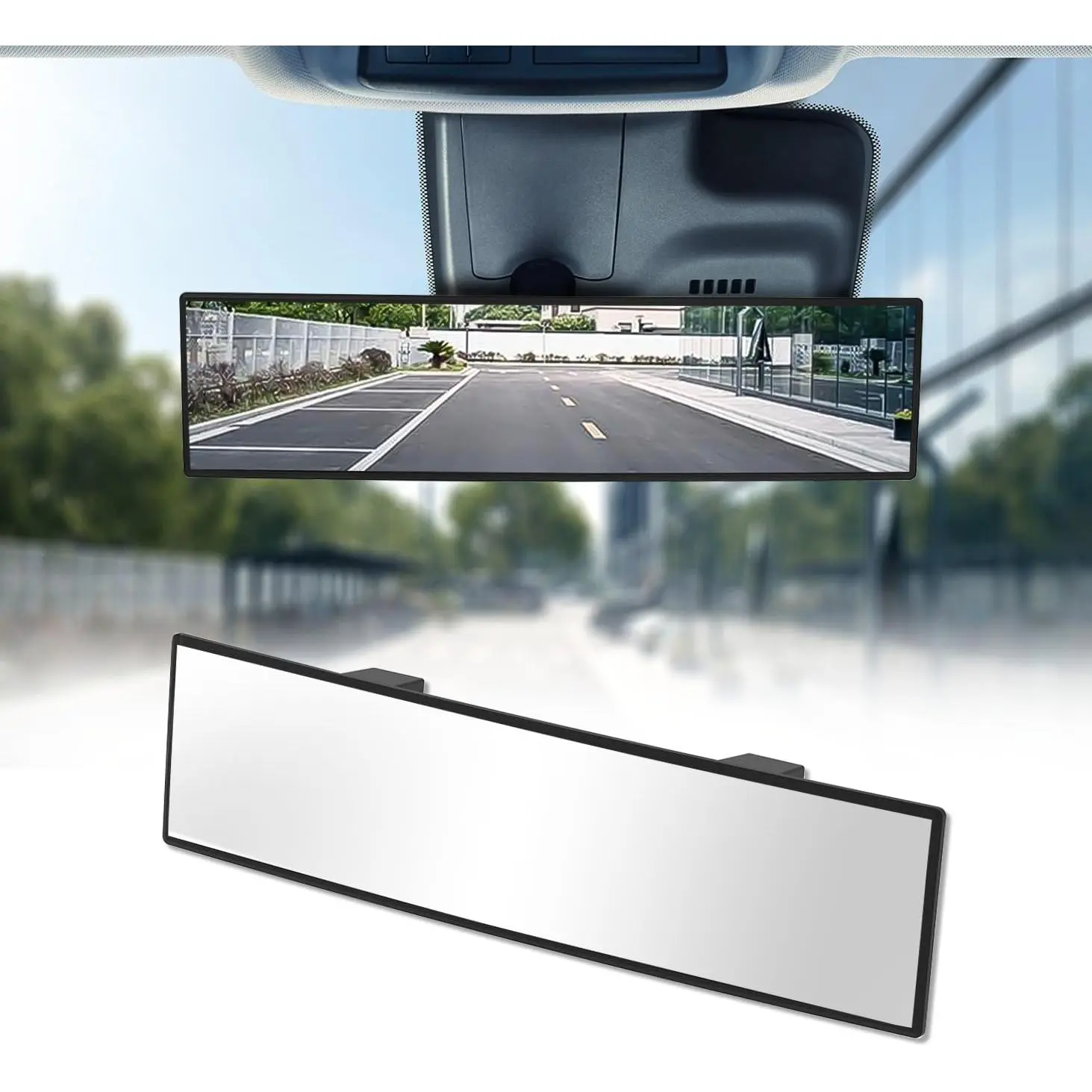 Universal Panoramic Convex Rearview Mirror 11.81 in, High-Quality Glass Vehicle Accessory, Anti-Fall Design, Reversible for Passengers, Easy Installation, Wider Safer View, Fit for Cars, Trucks, Vehicle Accessories, Cars Accessories`