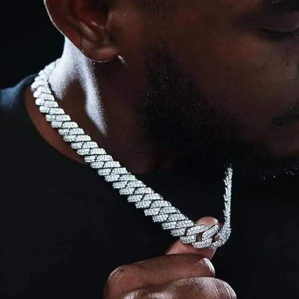Mens Cuban Link Chain Miami Cuban Necklace 18K Gold Silver Chain Diamond Cut Chains For Men Women Iced Out Hip Hop Jewelry