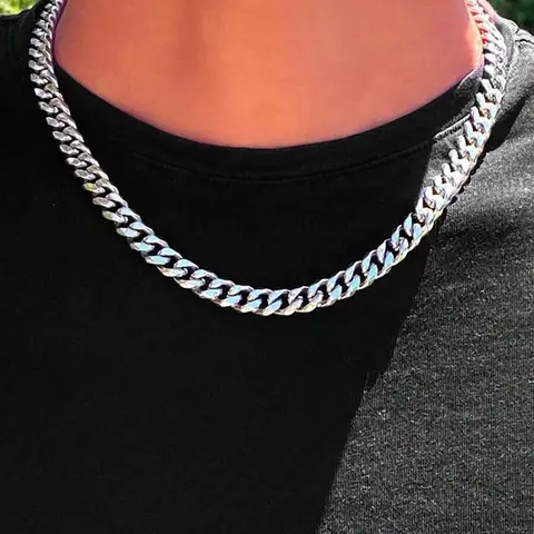Men's Minimalist Chain Necklace, Cuban Link Design Necklace, Fashionable Stainless Steel Chain Necklace, Cool Gift for Him