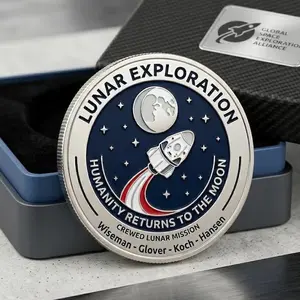 Artemis II Commemorative Coin, Space Moon Mission Challenge Coins, Space Exploration Collectible, Astronaut Gift