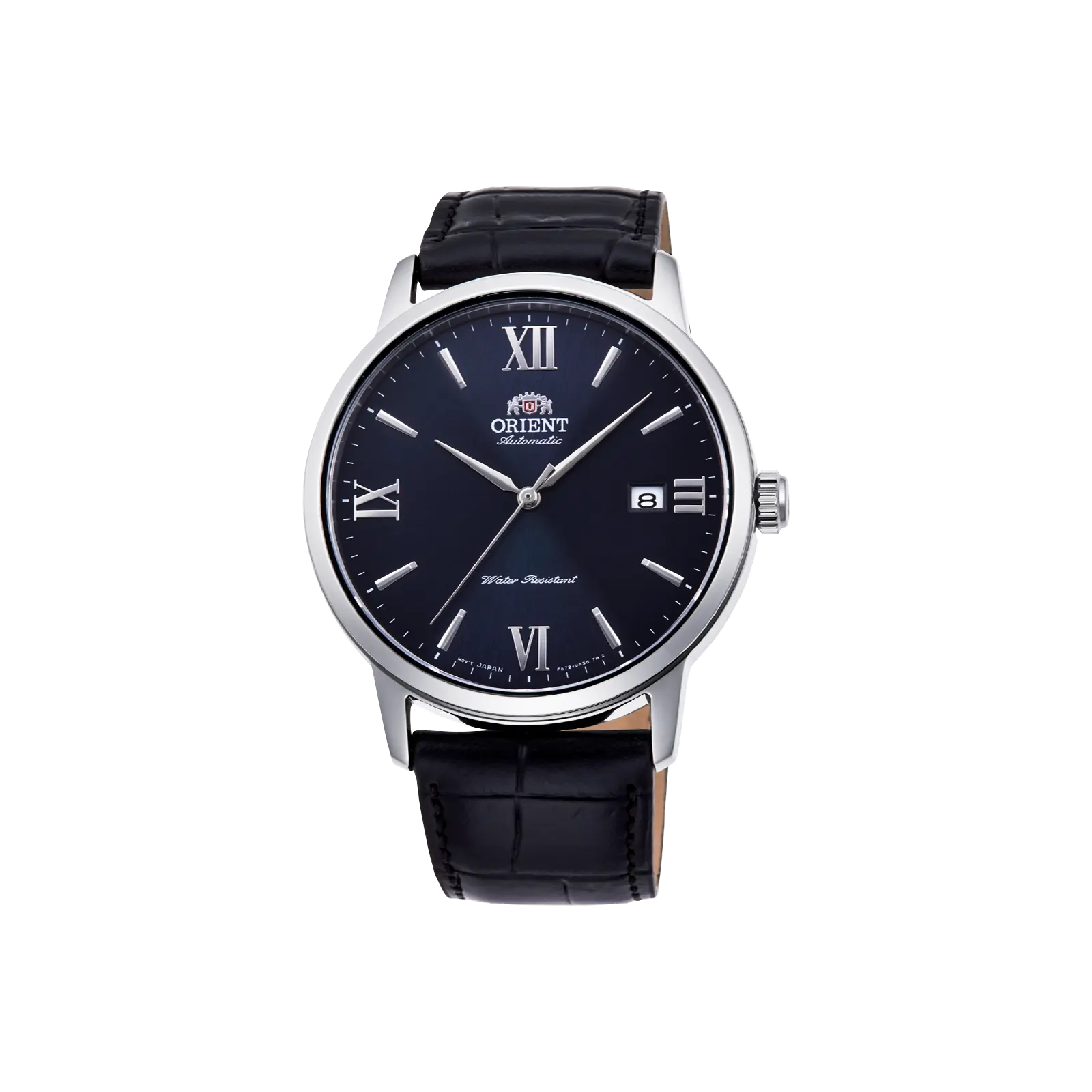 Orient Symphony IV Men's Casual Analog Watch, Blue Round Dial with Date, Automatic Movement, Sapphire Crystal, 50m Water Resistant, Leather Strap, Buckle, Mechanical, 30M - 50M