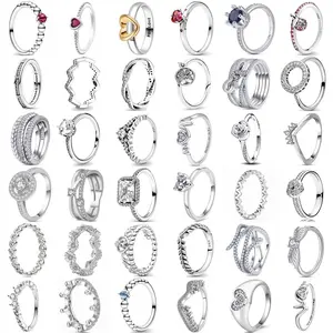 Jewelry - 2025 New 925 Sterling Silver Shiny Classic Square Crown Heart-shaped Ring Exquisite Luxury Charm Jewelry Holiday Surprise Gifts