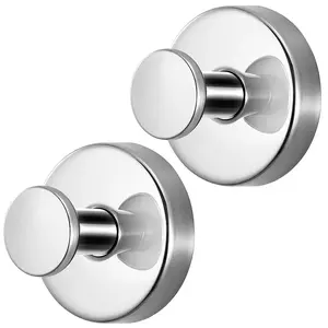 2-pack removable suction hook and bathroom towel strong hook, no drilling required, stainless steel waterproof adhesive hooks, reusable bathroom storage hooks hat organizer mirror
