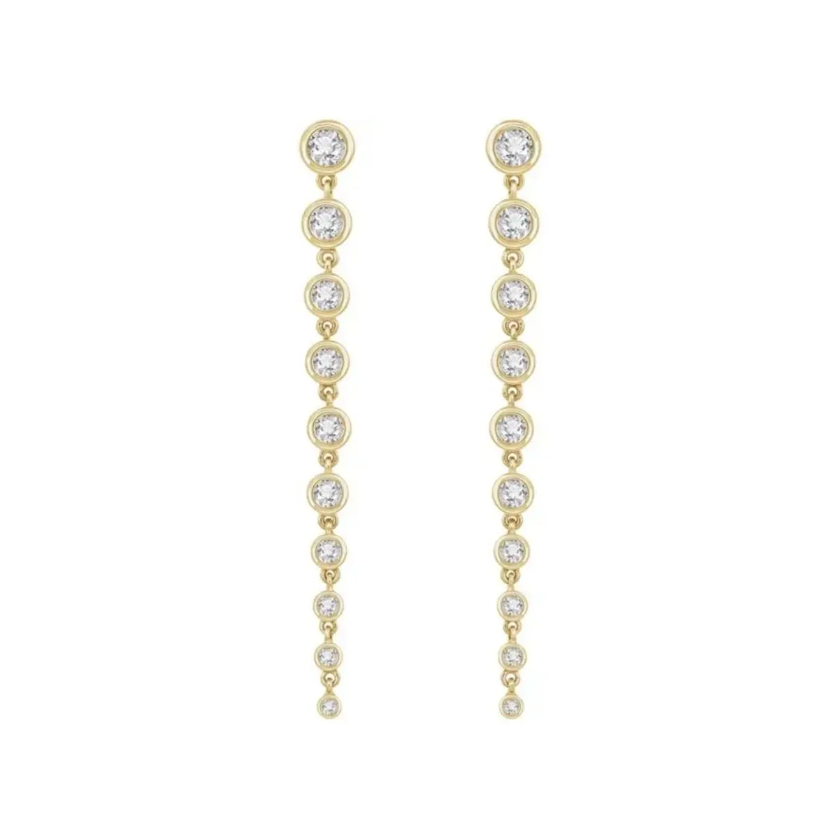 Graduated Gold Diamond Drop Earrings