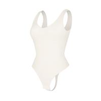 White-Deep V-Wide Strap-Thong Shapewear
