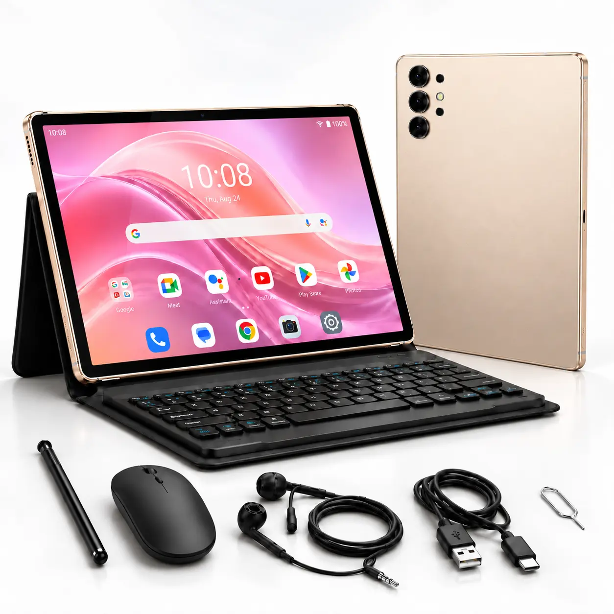 2026 Android 15 Tablet for Home Entertainment, 10/11 Inch Screen, 256GB Storage, Dual-Band WiFi, Keyboard & Stylus Included, Reading, Streaming & Everyday Browsing