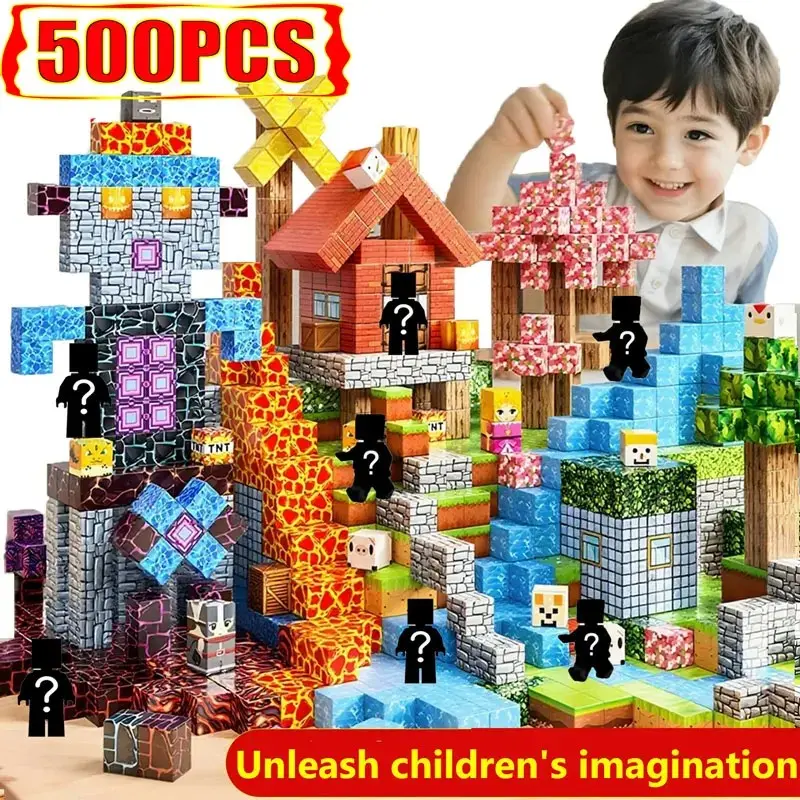 200/300/500PCS Magnetic Creative Building Blocks Random Styles STEM Educational Toys 3D Construction Sensory Learning for Kids 3-8 Boys Girls Holiday Birthday Gift with color Box