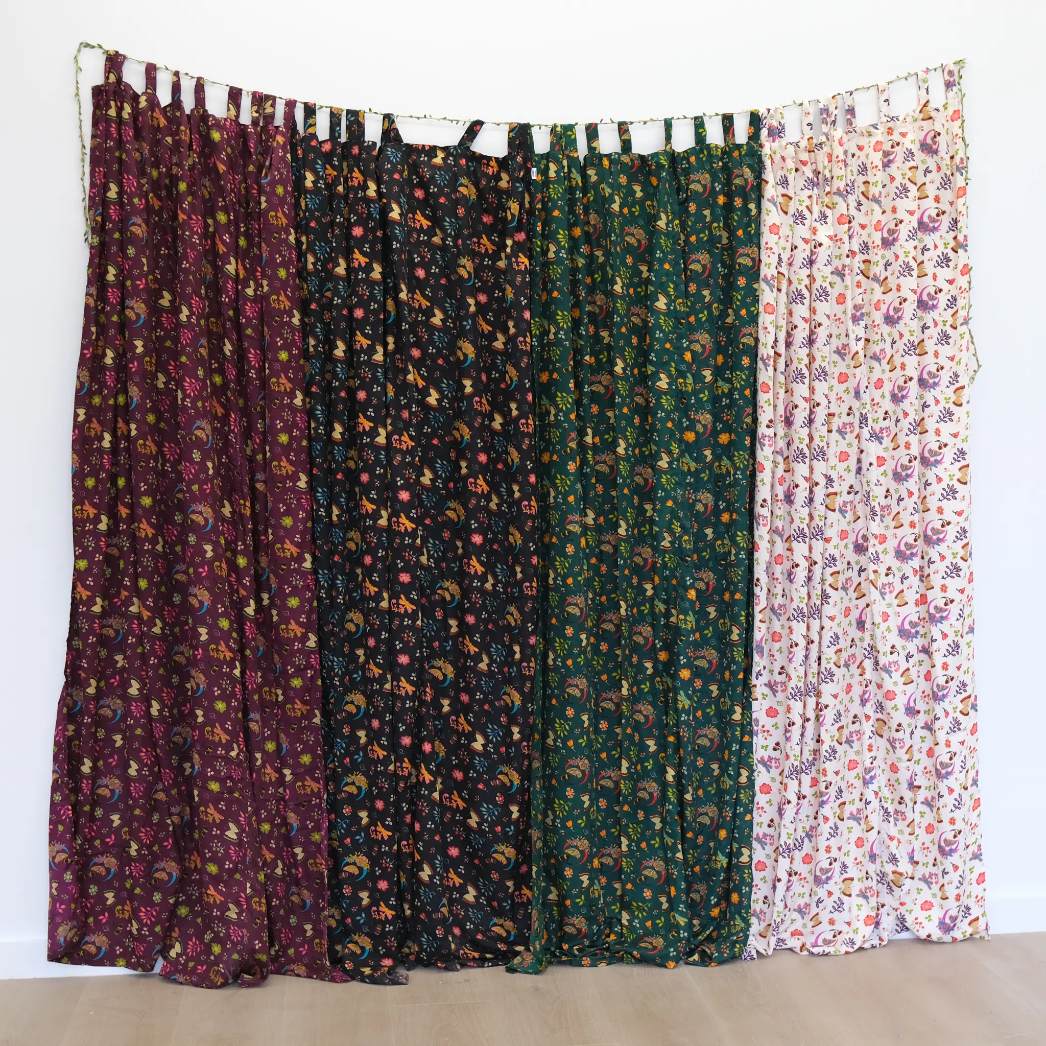 Hippie Boho Curtain Panels,  Floral Cottage core Window Drape, Whimsical Room Decor, Bohemian Aesthetic Dorm Decor, Wall Hanging, Boho Room Decor