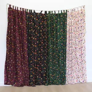 Hippie Boho Curtain Panels,  Floral Cottage core Window Drape, Whimsical Room Decor, Bohemian Aesthetic Dorm Decor, Wall Hanging, Boho Room Decor