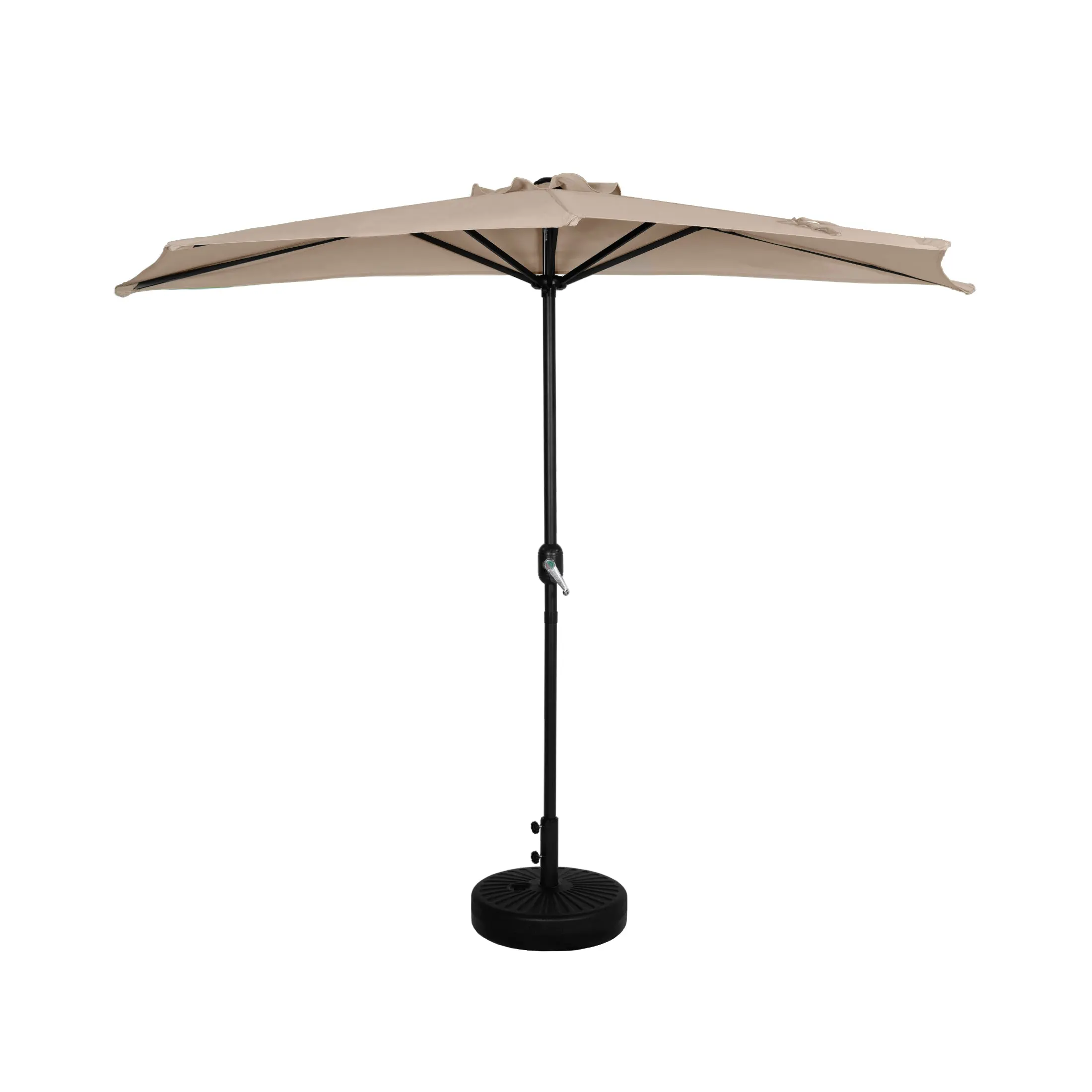 Lanai 9 ft. Aluminum Half Market Crank Lift Patio Umbrella with Base