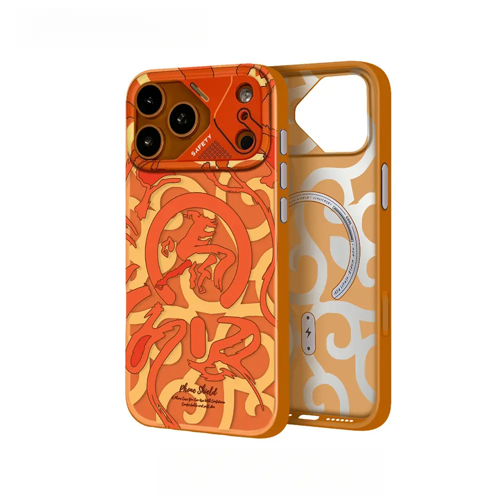 Cyberpunk Nordic Dragon Aesthetic Personalized Handheld Magnetic Cellphone Casing - Matte Skin-Feel, Fingerprint-Resistant, Shockproof Protection Cover for iPhone 17 Pro Max/17/16/15 Mobile Phone Accessories