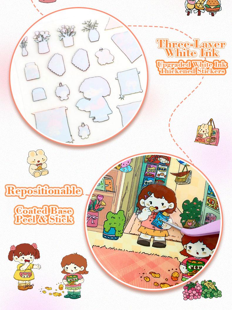 Corner Store Series – 3D Scene Sticker Kit,DIY Kawaii Diorama for Journaling & Scrapbooking,Nostalgic Cute Gift for Girls & Kids,PET Sticker Set