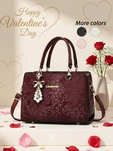 Valentine's Day Women's Crocodile Pattern Crossbody Bag, Handbag Sling Bag, Casual Shoulder Bag, Elegant Embossed Bag, Durable and Fashionable Design, Perfect for Daily Use