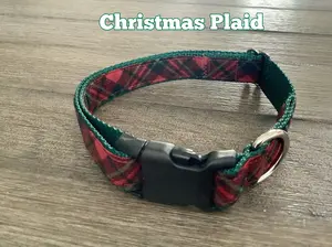 Red Plaid Adjustable pet collar for Christmas