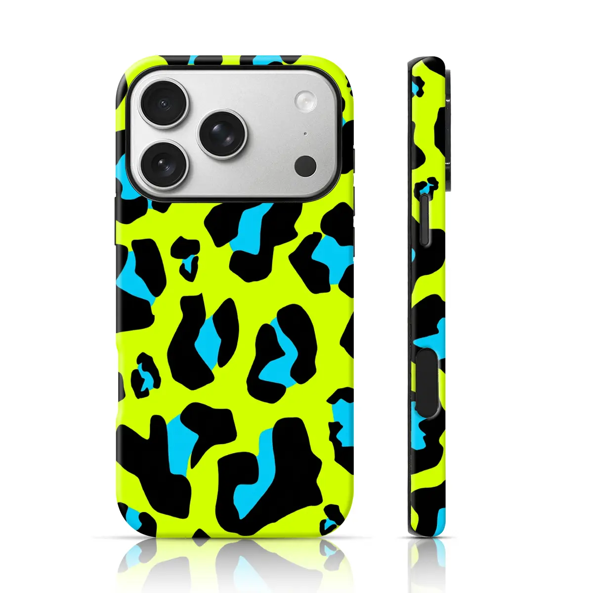 Neon Lime Leopard Print Aesthetic 2-in-1 Smartphone Case, Handheld Cellphone Protection for iPhone 17/16/15 Pro Max & 15/14/13/12, Samsung S26/S25 Ultra Girls’ Devices, Casing
