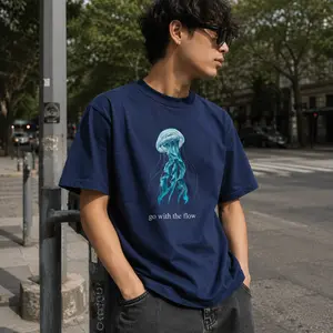 Jellyfish Comfort Color T-Shirt, Go With The Flow, Nature Lover Gift, Animal Graphic Tee, Retro Nature Graphic T-Shirt, Y2K Shirt
