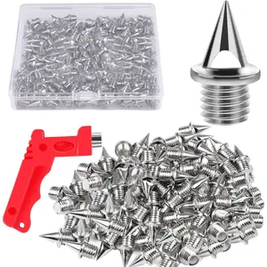 JULMELON 120PCS 1/4inch Stainless Steel Track and Cross Country Spikes Golf Shoe Spikes with Spike Wrench, Replacement Spikes for Sprint Sports Short Running Track Shoes