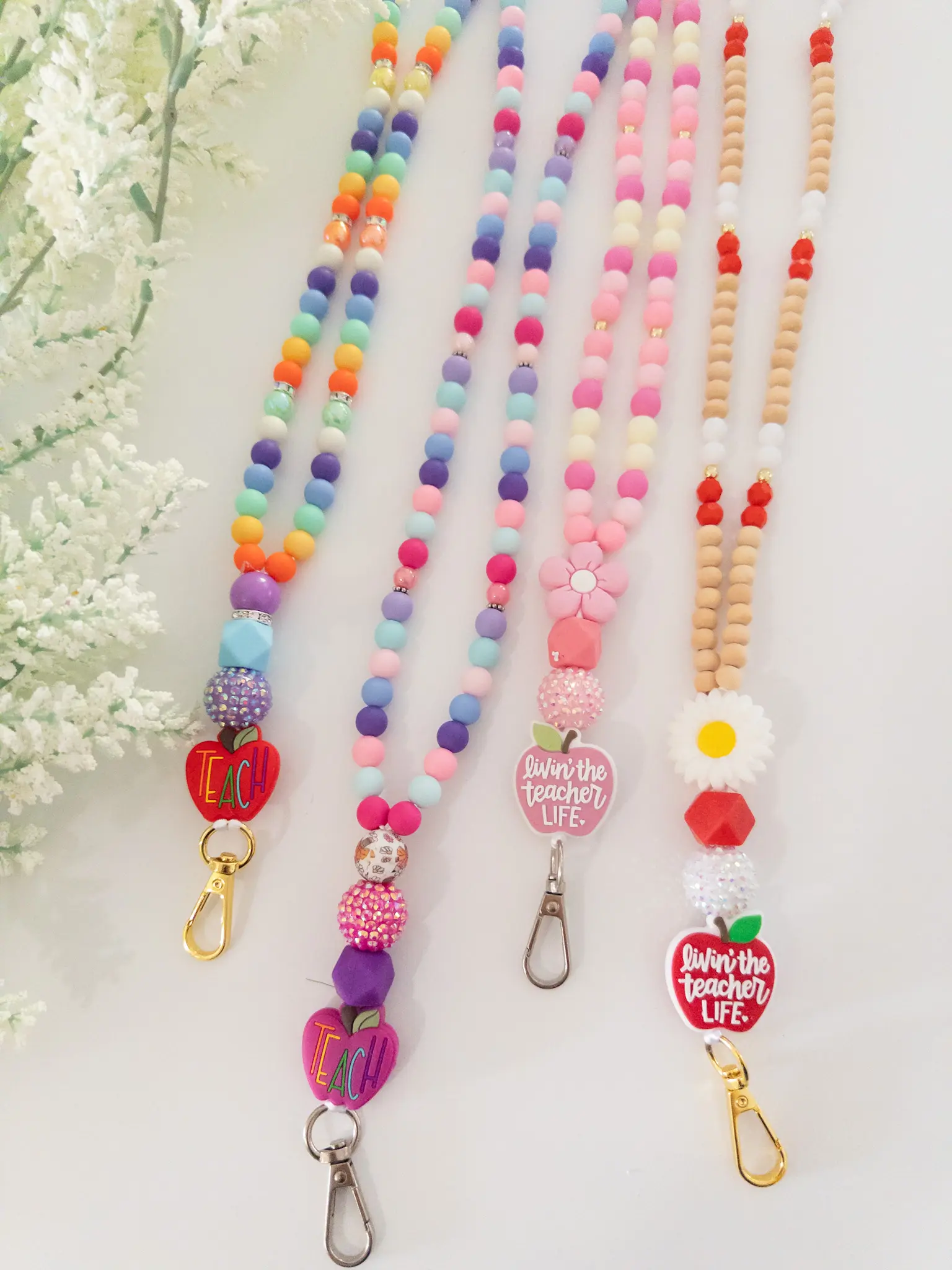 Teacher Beaded Lanyard, Cute Lanyard for Teachers, Gift for Teacher,Teacher Appreciation Gift Idea