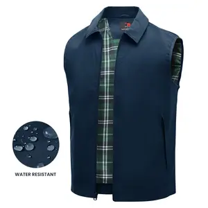 GOPUNE Men's Golf Vest Lightweight Outerwear Windproof Water Resistant Grid Lining Vest with Zipper Pockets for Casual  Menswear Tops