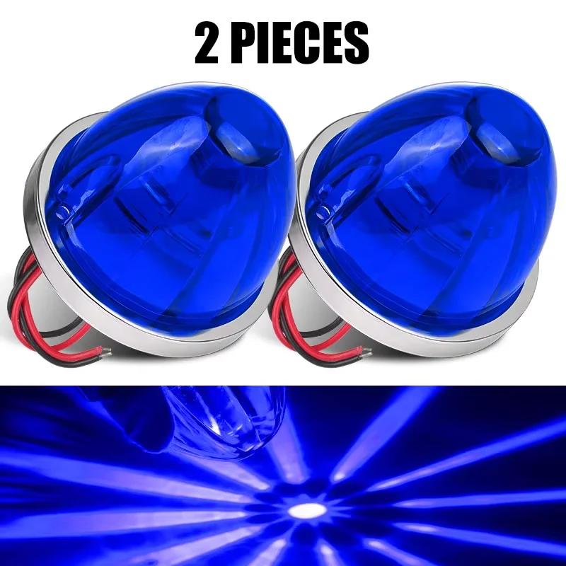 2PCS LED Truck  Side Marker Lights 12V/24V Waterproof Amber Glass Clearance Lights for Trailer, Lorry, Pickup – Turn Signal Indicator Watermelon Design Car Chassis Lamp   Truck accessories