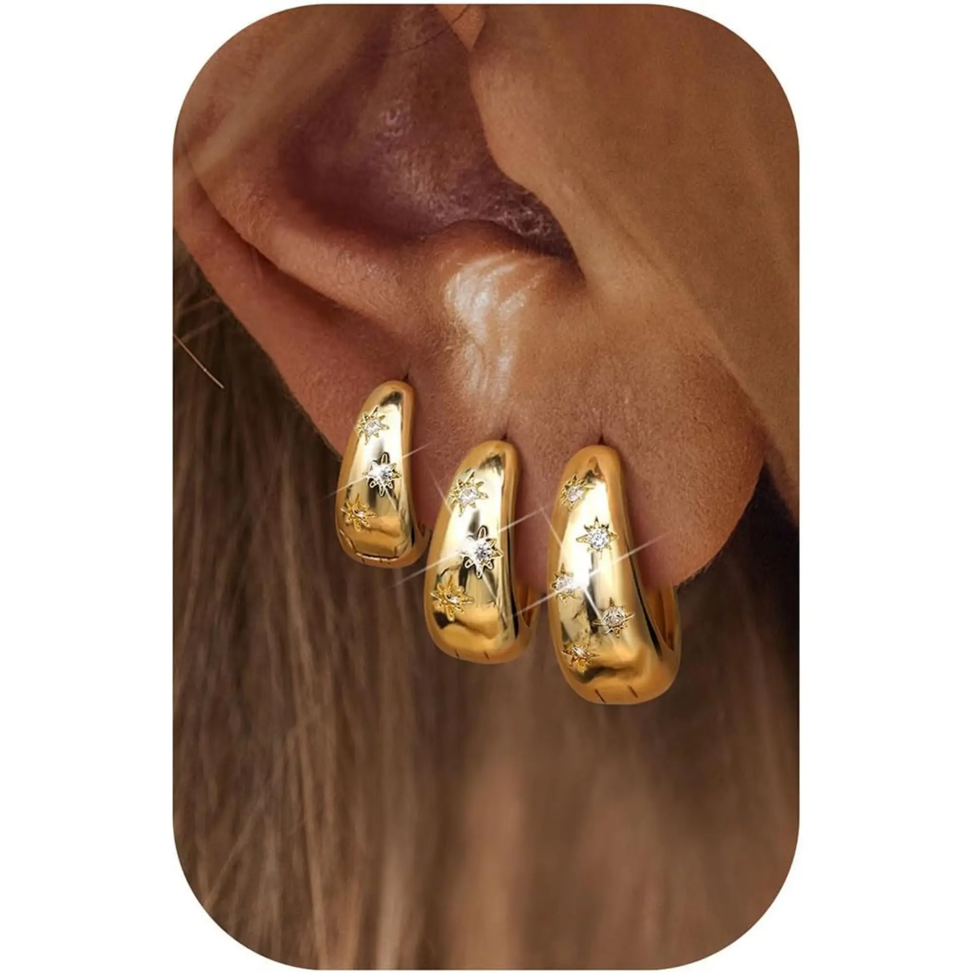 14K Gold White Stars