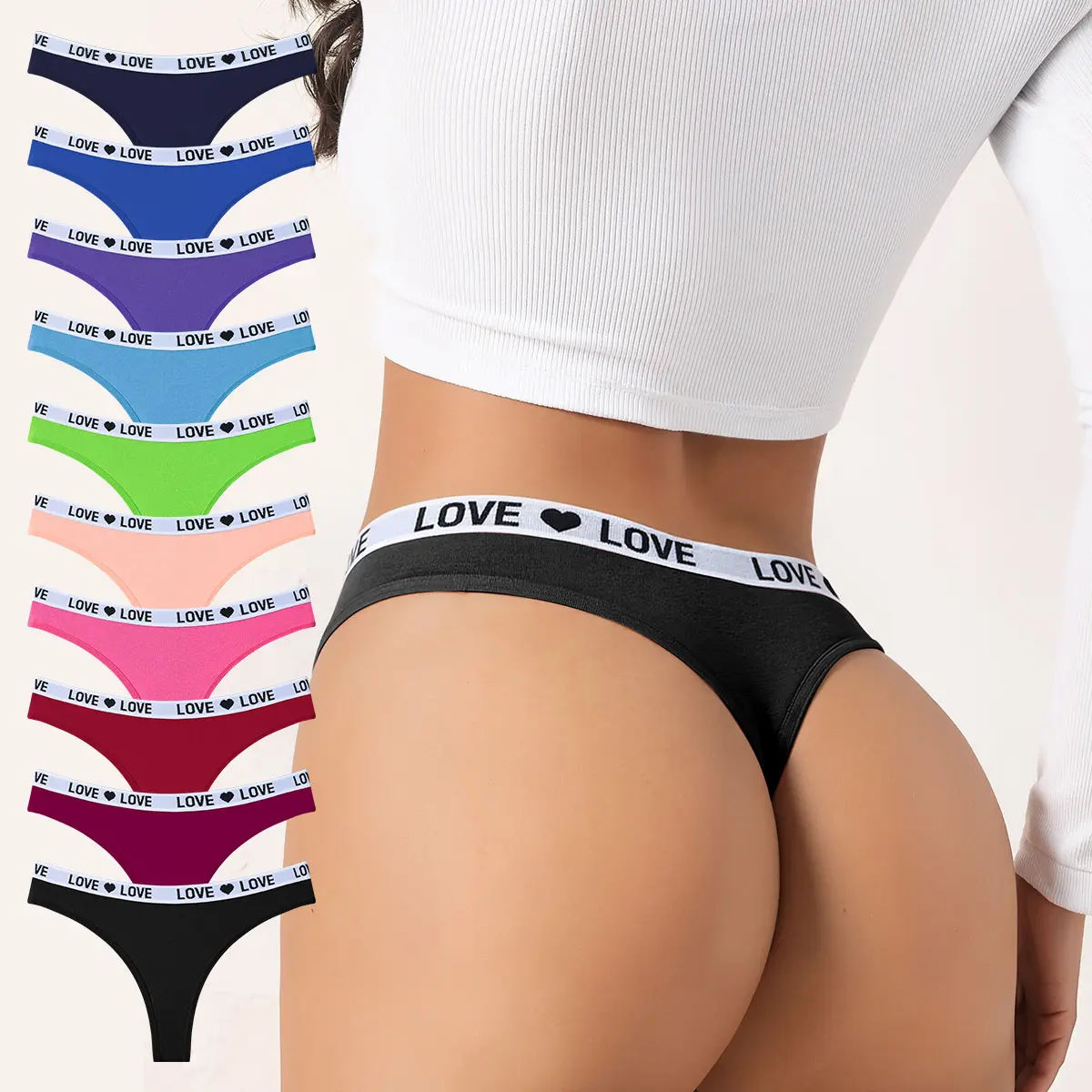 Hotcom Women’s Seamless Cotton Thongs - Activewear Sportswear Underwear for Women, Soft Breathable Comfortable No-Show Panties, Everyday Multi-Pack (5/7/10-Pack)