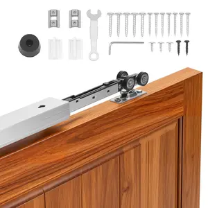 Sliding Pocket Door Hardware Track Kit 44.69" Pocket Door Track System With Soft Close Mechanism For Smooth Quiet Sliding, Easy To Install, Fits 1 To 1 3/4 Inch Door Thickness, 24 Inch Width For Single Doors
