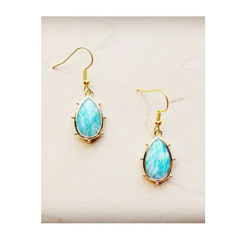 Genuine Amazonite Teardrop Earrings