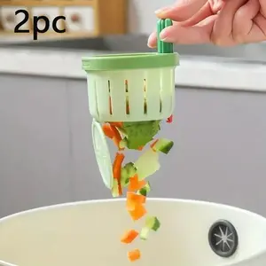 Cactus Theme Kitchen Sink Strainer Basket, Press-Down Drain Tray, Reusable Plastic Food Waste Collector, Home & Restaurant Use